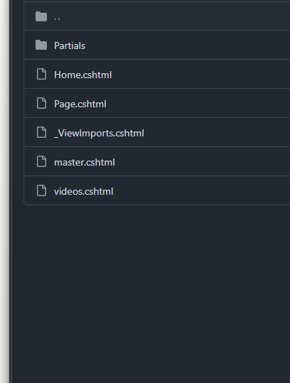Views folder showing mismatched casing